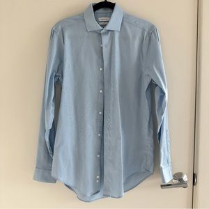 Calvin Klein Slim Fit Non-Iron Blue Patterned Dress Shirt (size 15 32/33)